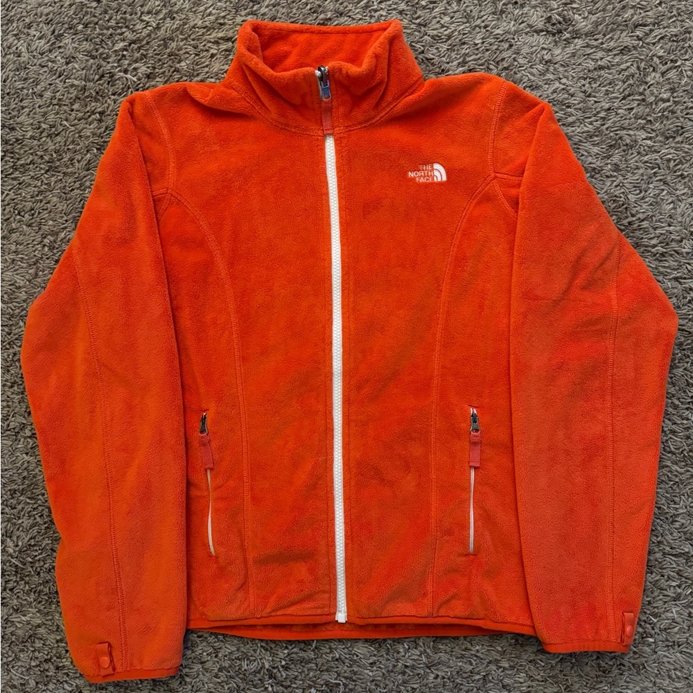 Women’s Small The North Face Orange Full Zip Fleece.
